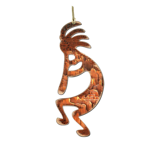 Set of 2 Kokopelli Deity Wooden Christmas Ornaments 5.5" - IMAGE 1