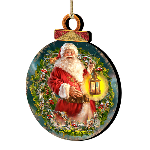 Set of 2 Enchanted Christmas Santa Claus Wooden Ornaments 5.5" - IMAGE 1