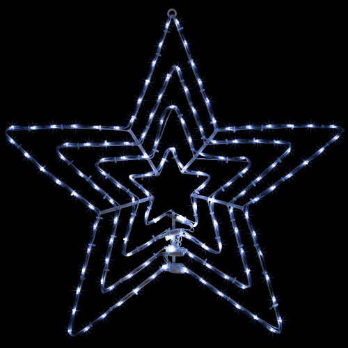 24" LED Lighted Layered Stars 8 Function Christmas Window Silhouette - IMAGE 1