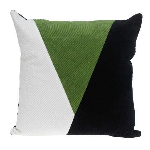 20" Moss Green and Black Color Block Square Throw Pillow - IMAGE 1