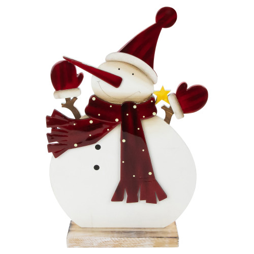 Glossy Snowman in Red Scarf and Mittens Christmas Decoration - 12" - IMAGE 1