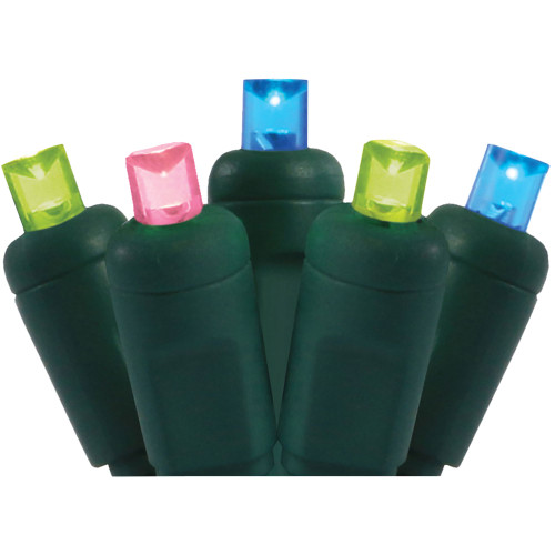 50 Multi-Color Miami LED Wide Angle Christmas String Lights - 25.17 ft Green Wire - IMAGE 1