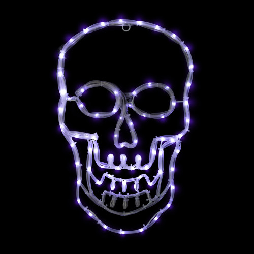 LED Lighted 4 Function Skull Halloween Window Decoration - 18" - IMAGE 1