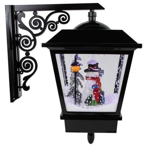 17.75" Lighted and Musical Wall Mounted Snowing Christmas Street Lamp - IMAGE 1