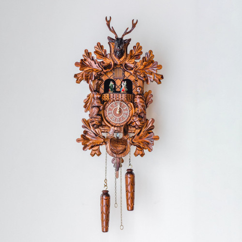 18" Brown and Gold Dancers Cuckoo Wall Clock - IMAGE 1