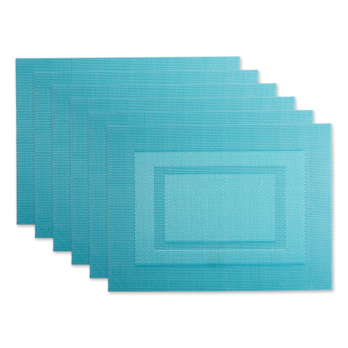 Double Frame Rectangular Table Placemats - 17.25" - Blue - Set of 6 - IMAGE 1