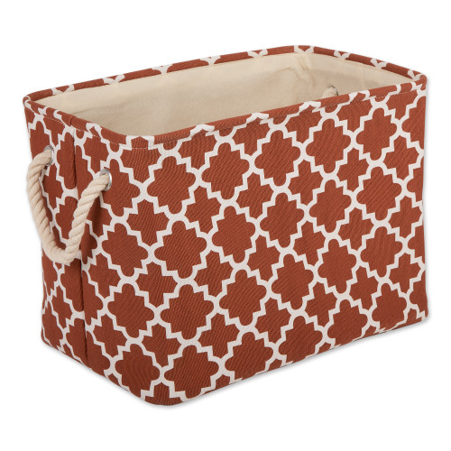 Large Lattice Pattern Rectangular Storage Bin - 17.5" - Cinnamon Brown - IMAGE 1