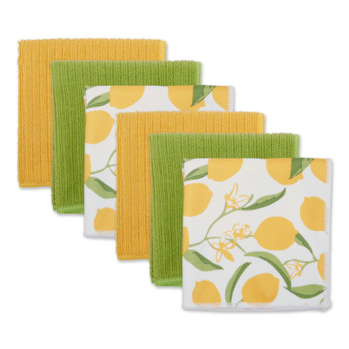 Lemon Print Dishcloths - 12" - Multi-Color - Set of 6 - IMAGE 1