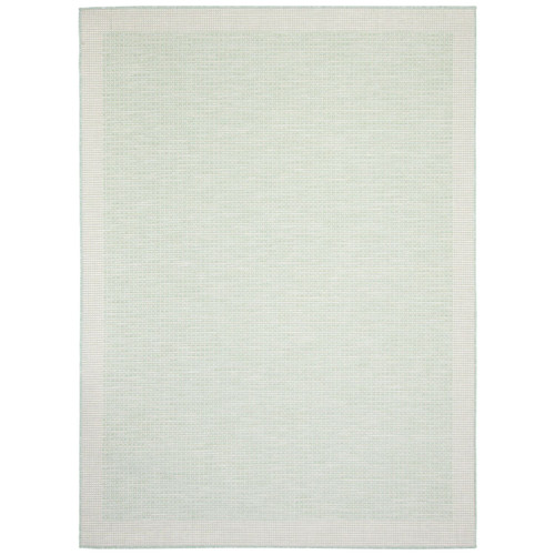5.25' x 7.25' Bordered Solid Rectangular Area Throw Rug - Mint Green and White - IMAGE 1