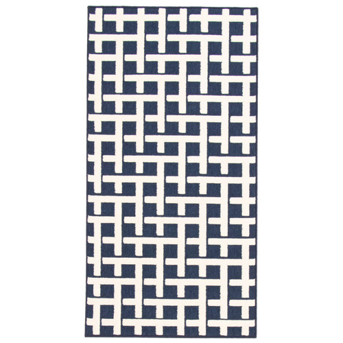 2.5' x 5' Checkered Rectangular Outdoor Area Throw Rug - Blue and White - IMAGE 1