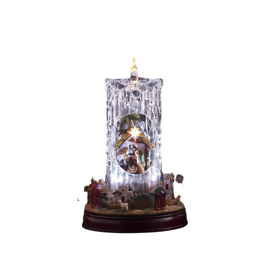 Set of 2 Clear and Multicolor Nativity Set Diamond Cut Candles - 11.25" - IMAGE 1