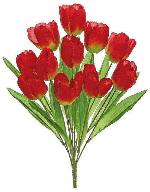 16.5" Red Tulips Artificial Floral Bush - IMAGE 1