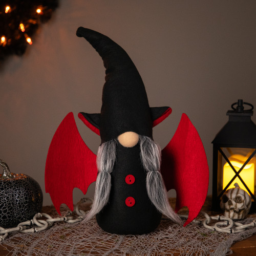 Bat Girl Gnome with Pigtails and Wings Halloween Figure - 17" - IMAGE 1