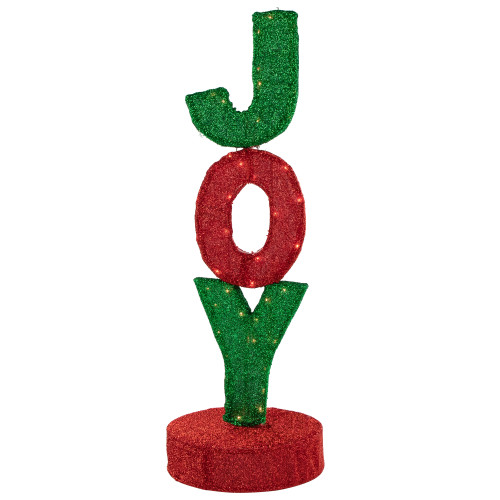 39" Lighted Red and Green 'Joy' Outdoor Christmas Sign - IMAGE 1