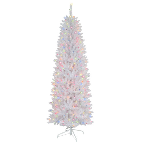 Pre-lit Slim White Fraser Fir Artificial Christmas Tree - 4.5’ - Multi Lights - IMAGE 1