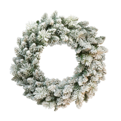 Flocked Spruce Artificial Christmas Wreath - 24” - Unlit - IMAGE 1