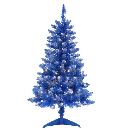 Pre-lit Medium Blue Pine Artificial Christmas Tree - 4' - Clear Lights - IMAGE 1