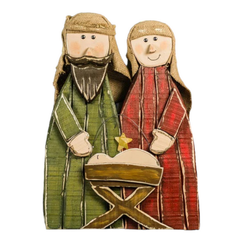Holy Family Christmas Nativity Wooden Statue - 25.5" - IMAGE 1