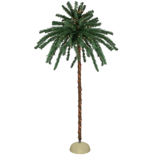 6' Pre-Lit Artificial Tropical Outdoor Patio Palm Tree - Clear Lights - IMAGE 1