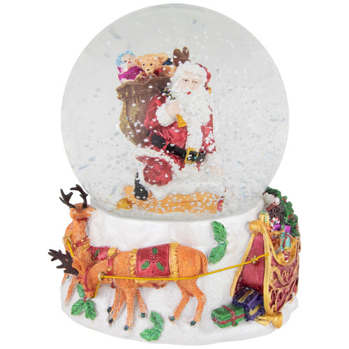 6.5" Santa Delivering Gifts Musical Christmas Snow Globe - IMAGE 1