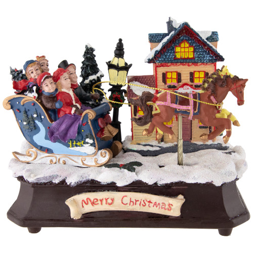 Animated and Musical Christmas Sleigh Decoration - 6.25" - IMAGE 1