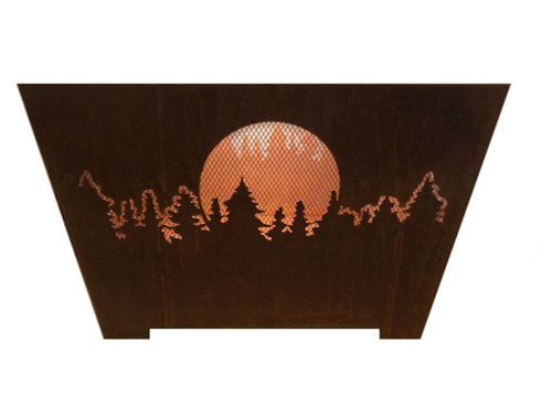 24" Brown Rustic Finish Forest and Moon Square Outdoor Fire Basket - IMAGE 1