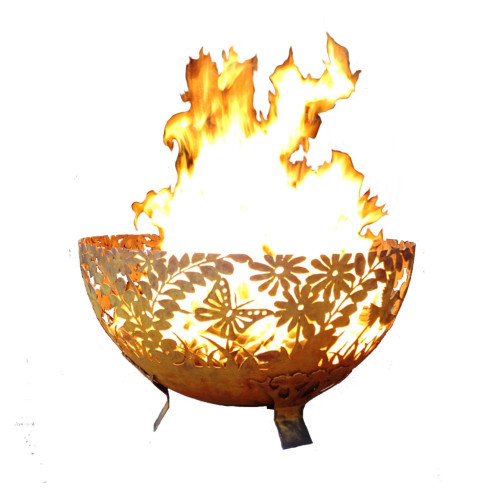 24" Bronze Floral and Leaves Rustic Finish Outdoor Fire Bowl - Large - IMAGE 1