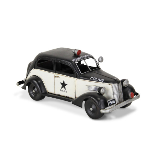 1930's Style Police Car Decoration - 13.5" - White and Black - IMAGE 1