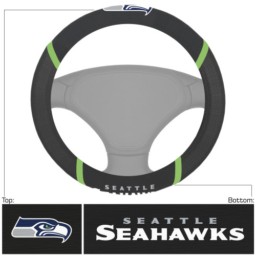 15" NFL Seattle Seahawks Embroidered Steering Wheel Cover - IMAGE 1