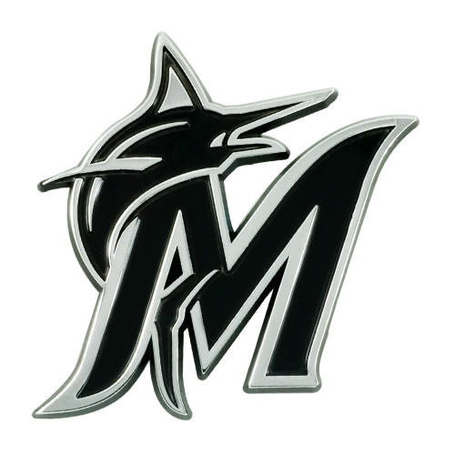 3.25" MLB Miami Marlins 3D Chrome Metal Emblem Exterior Auto Accessory - IMAGE 1