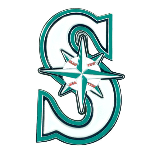 3.25" MLB Seattle Mariners 3D White Metal Emblem Exterior Auto Accessory - IMAGE 1