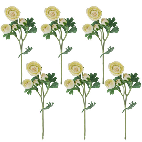 Real Touch™ Cream Ranunculus Artificial Floral Sprays, Set of 6 - 21" - IMAGE 1