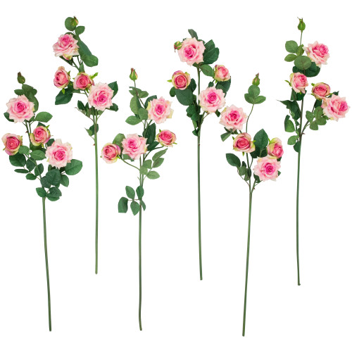 Real Touch™ Coral Pink Artificial Rose Floral Sprays, Set of 6 - 35" - IMAGE 1