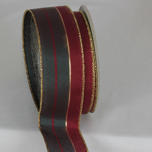 Red and Blue Striped Wired Craft Ribbon 2" x 20 Yards - IMAGE 1