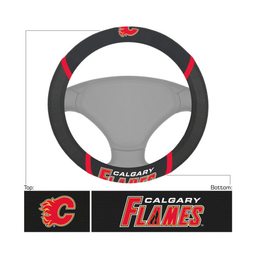 15" NHL Calgary Flames Embroidered Steering Wheel Cover - IMAGE 1