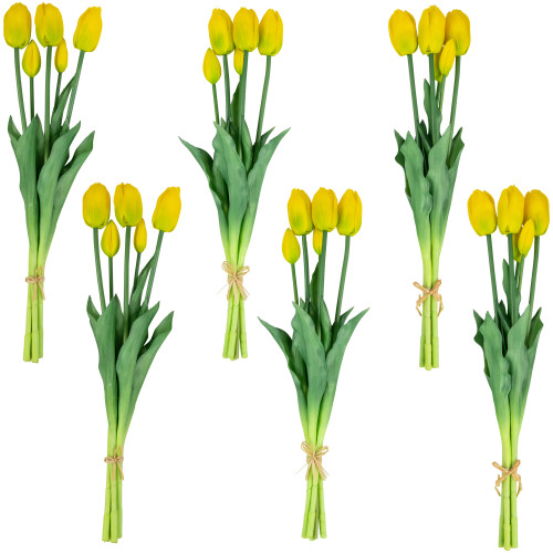Real Touch™ Yellow Artificial Tulip Floral Bundles, Set of 6 - 18" - IMAGE 1