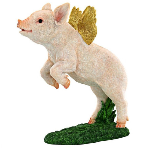 14" When Pigs Fly Flamboyant Farm Outdoor Garden Statue - IMAGE 1
