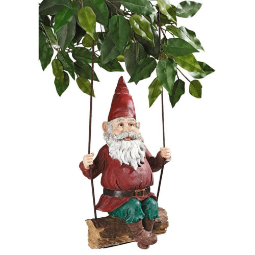 15" Sammy the Swinging Gnome Christmas Outdoor Garden Statue - IMAGE 1