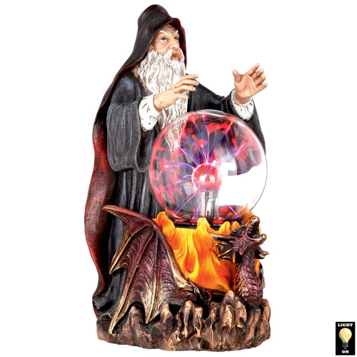 11" Wizard's Crystal Ball Illuminated Gothic Outdoor Garden Statue - IMAGE 1