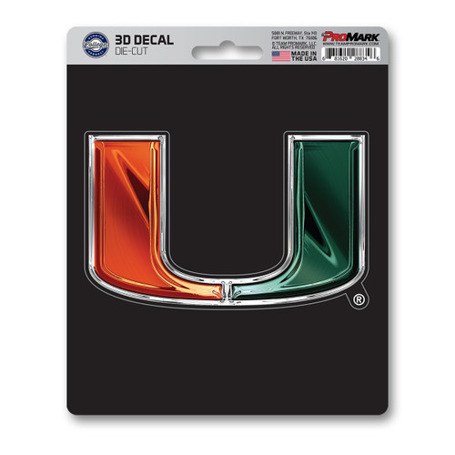 6.25” NCAA University of Miami 3D Decal Sticker - IMAGE 1