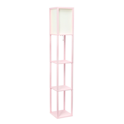 62.75" Pale Pink Column Shelf Floor Lamp with White Shade - IMAGE 1