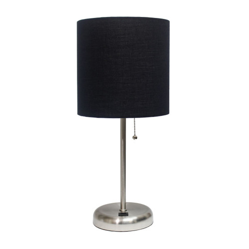 Stick Lamp with USB Charging Port - 19.5" - Silver and Black - IMAGE 1