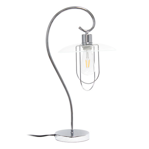 Curved Metal Table Lamp with Glass Shade - 22.25" - Silver - IMAGE 1