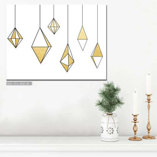 Glam Dangles Christmas Canvas Wall Art - 20" x 30" - White and Gold - IMAGE 1