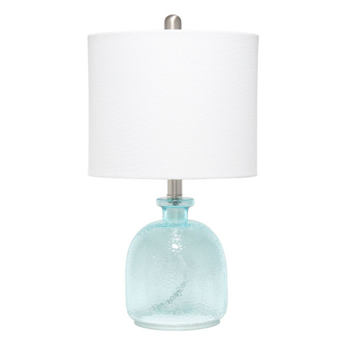 Hammered Glass Jar Table Lamp with Shade - 20" - White and Blue - IMAGE 1