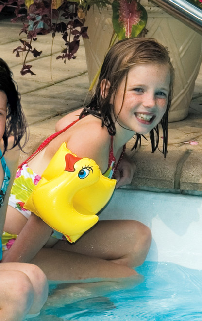 Set of 2 Inflatable Yello Duck Animal Fun Swimming Pool Arm Floats For Kids, 7.5-Inch - IMAGE 1