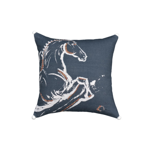 Horse Decorative Square Throw Pillow - 18" - White and Black - IMAGE 1