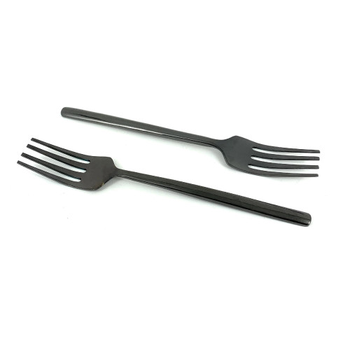 Stainless Steel Salad Fork Flatware Set - Black - 6pc - IMAGE 1