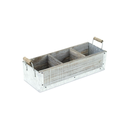 14.5" Gray and Brown 4 Storage Caddy with Side Handle - IMAGE 1