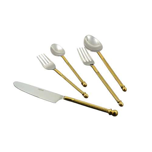 Stainless Steel Glossy Four Service Flatware Set - Gold and Silver - 20pc - IMAGE 1
